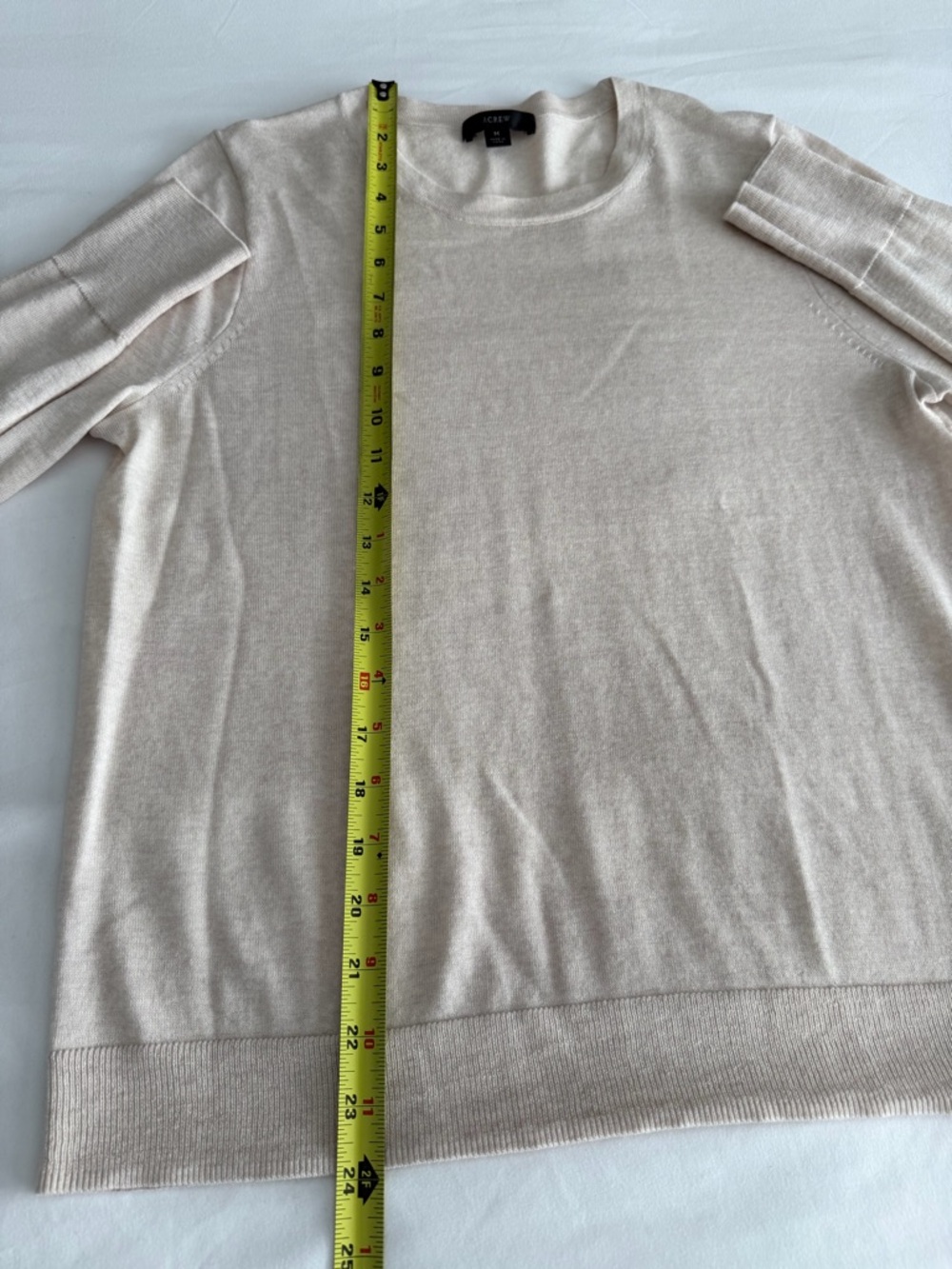 J. Crew "Margot" 100% Merino Wool Heather Flax Tan Crew Neck Lightweight Sweater - Picture 16 of 16